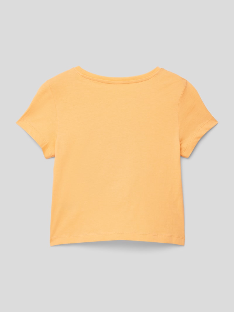 T-Shirt mit Motiv-Detail in orange