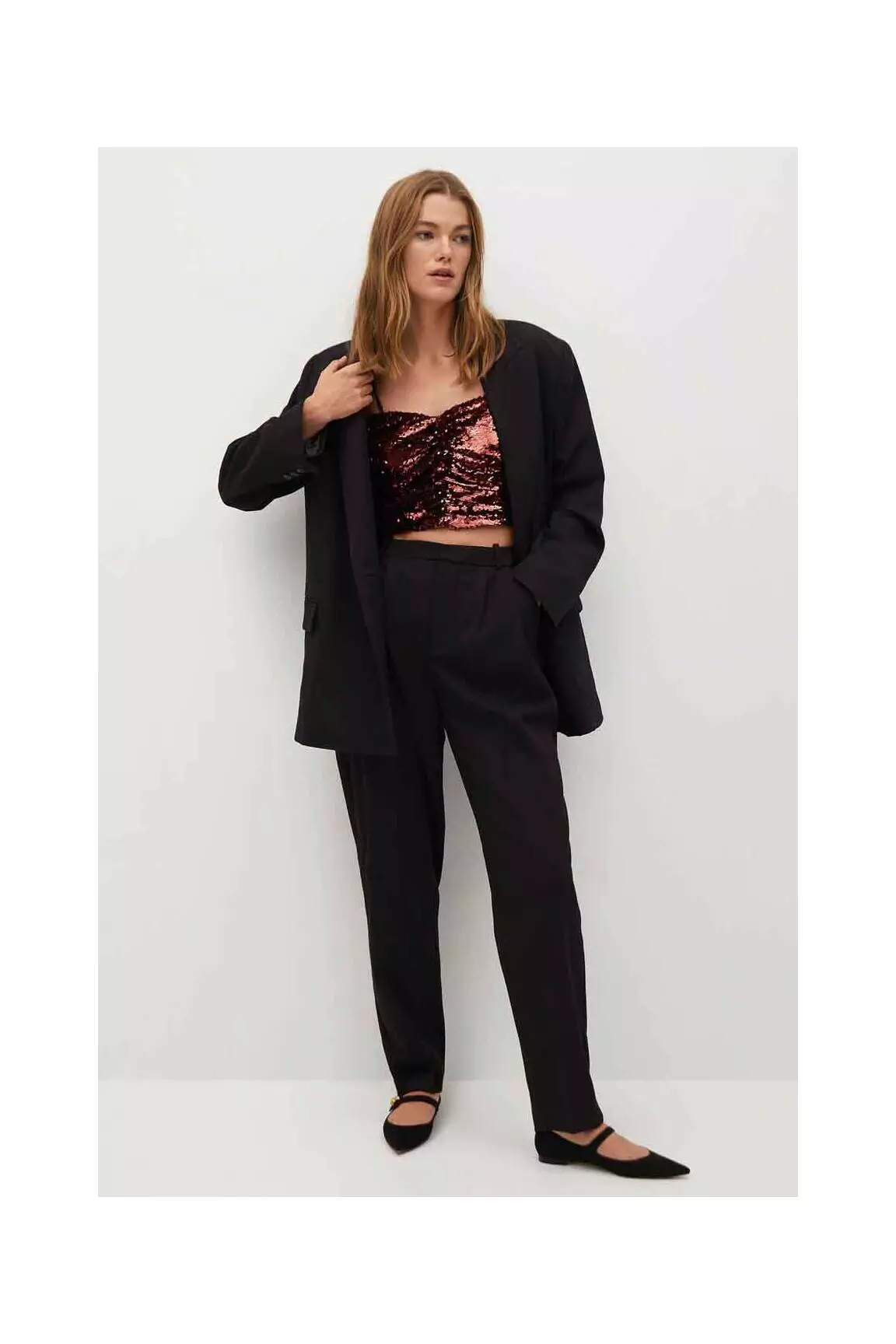 Mango Crop Tops Femme couleur rouge