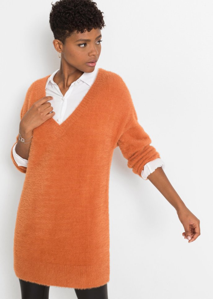 Oversized Strickpullover mit weichem Federgarn