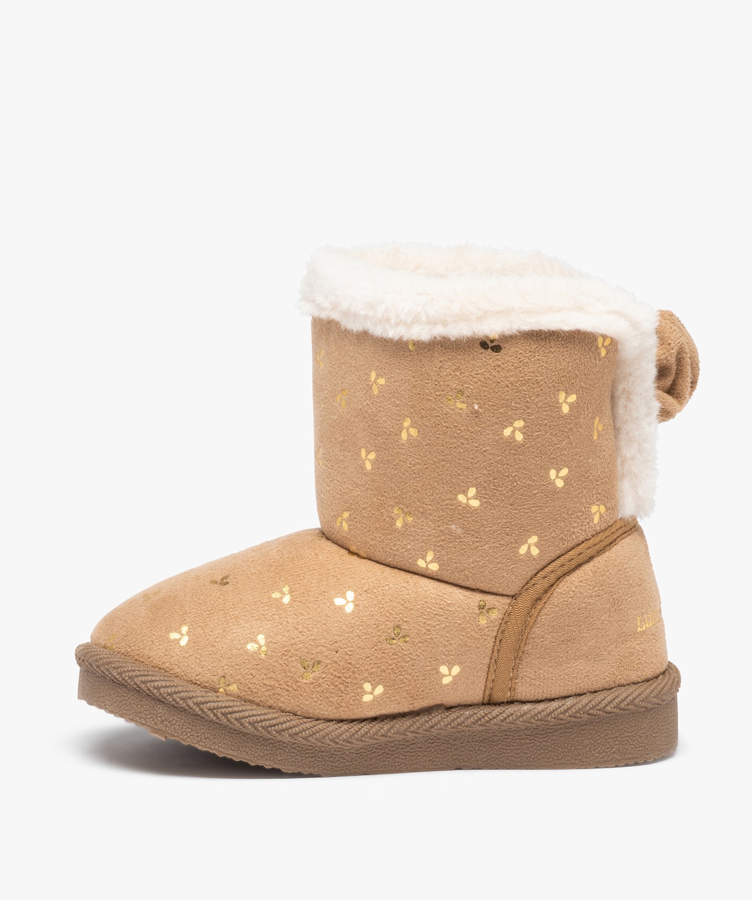 Boots fourrées fille en suédine motif métallisé - LuluCa... beige | GEMO