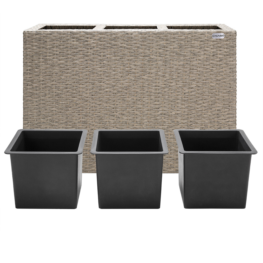 Casaria Blumenkasten Polyrattan 3er 83x60x30,5 cm creme