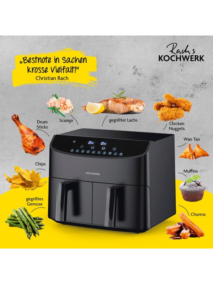MAXXMEE Rachs KOCHWERK Heißluft-Fritteuse Doppelkorb 2x 3,5l - schwarz günstig kaufen onesize