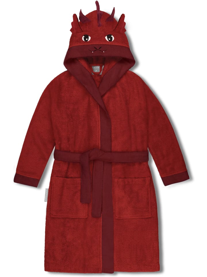normani Baby Bademantel 'Malia' aus Bio-Baumwolle in Rot / Drache günstig kaufen