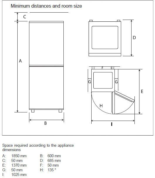 Hanseatic Kühl-/Gefrierkombination HKGK18560CNFDI, 185,0 cm hoch, 60,0 cm breit, NoFrost, Schnellgefrierfunktion, Eco-Modus, Display, Türalarm