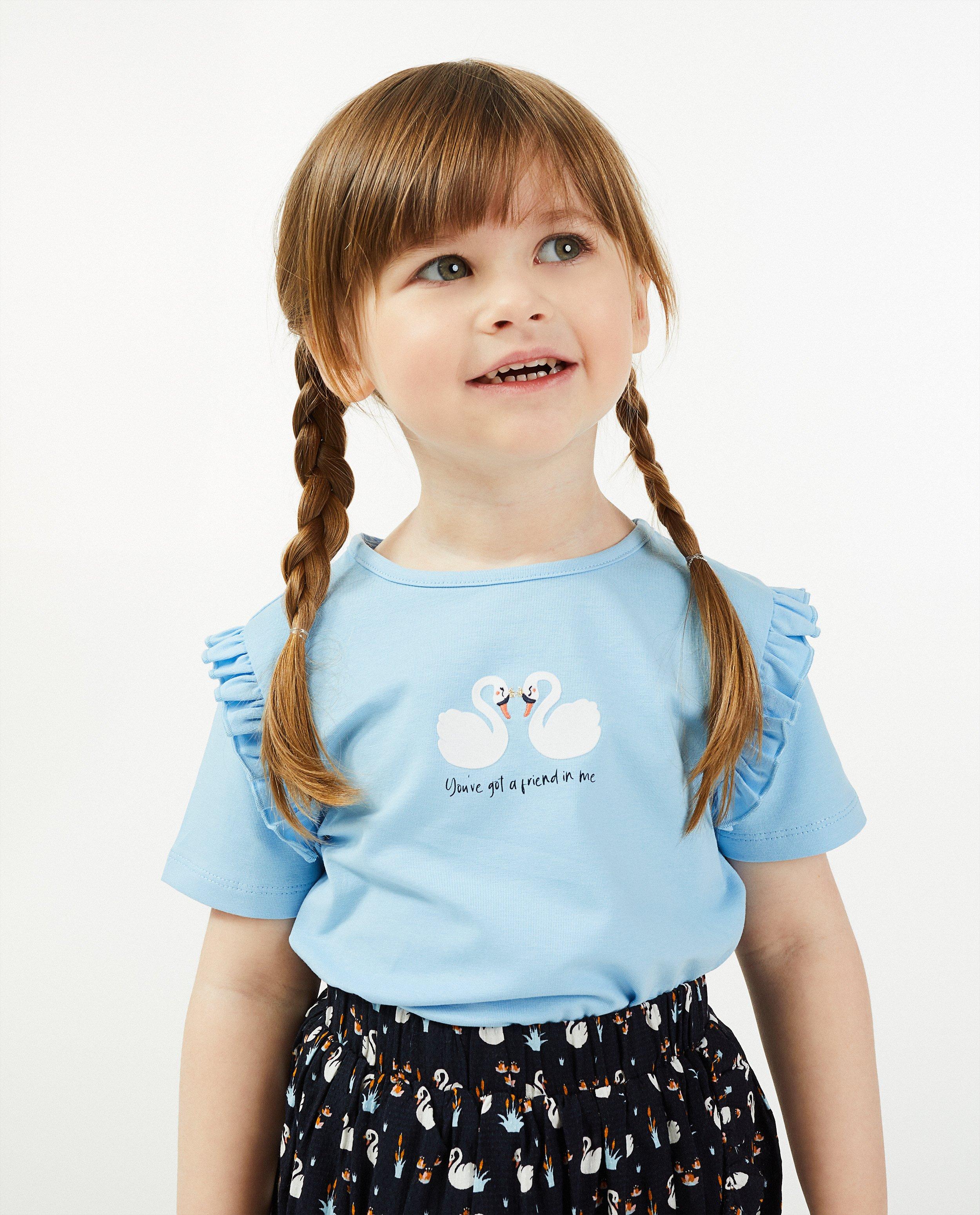 Tricou Milla Star cu imprimeu animal și volane albastru deschis