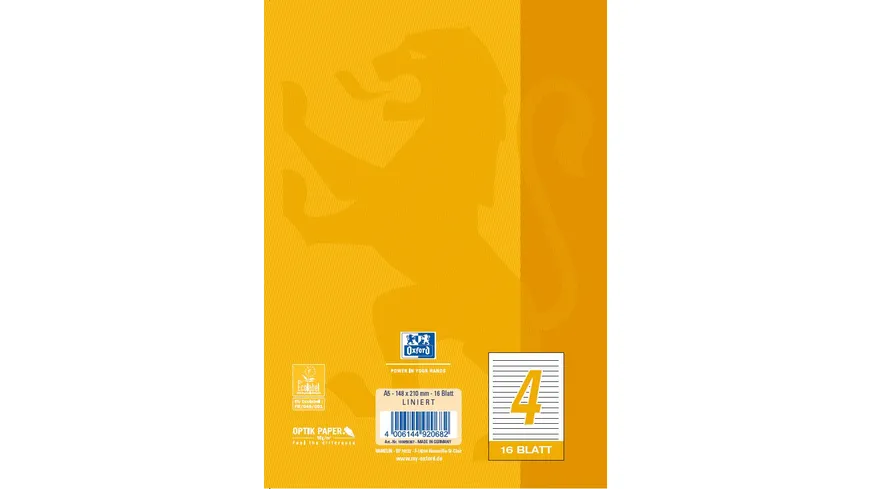 Oxford Heft A5 Lineatur 4 16 Blatt