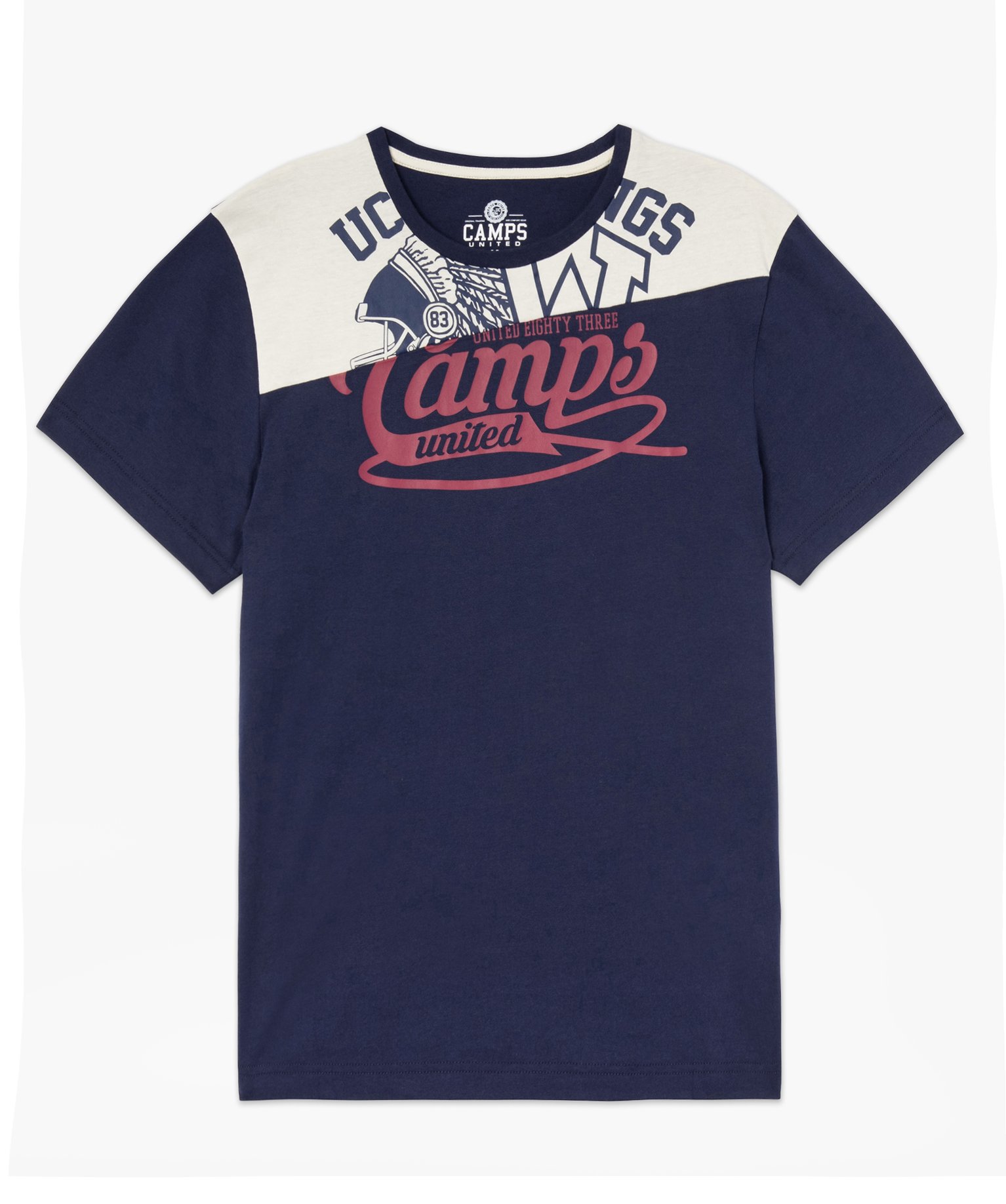 Tee-shirt homme bicolore avec motif sous le col – Camps U... bleu | GEMO
