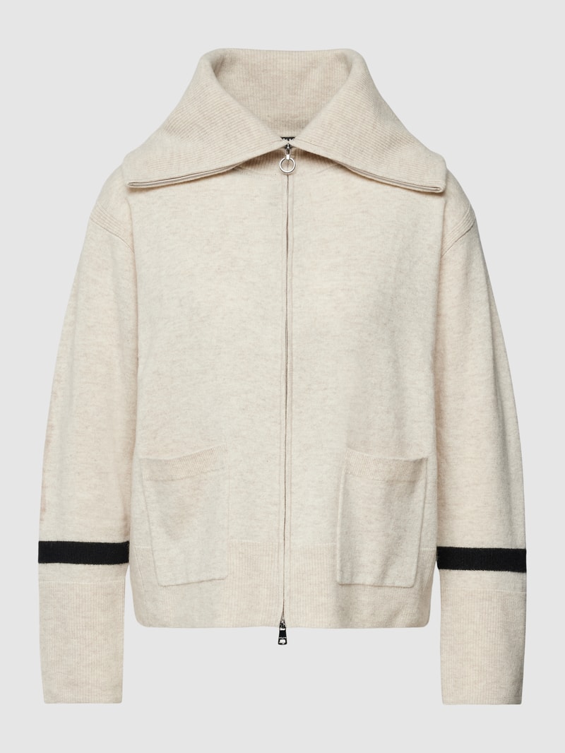 Strickjacke mit Statement-Print in beige meliert