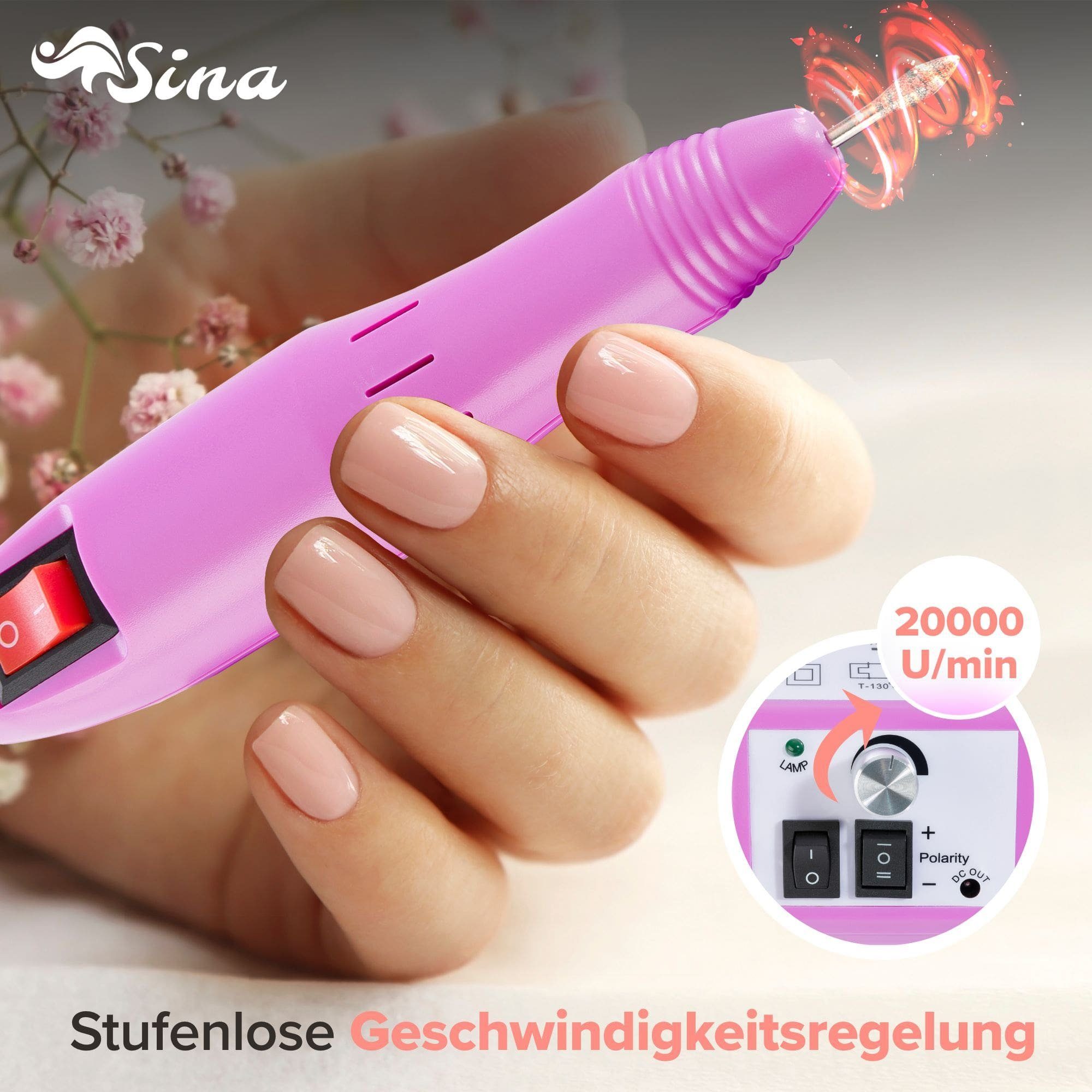 Arebos Beauty-Multigerät Elektrische Nagelfeile, Nagelfräser Pink, Beauty-Multigerät