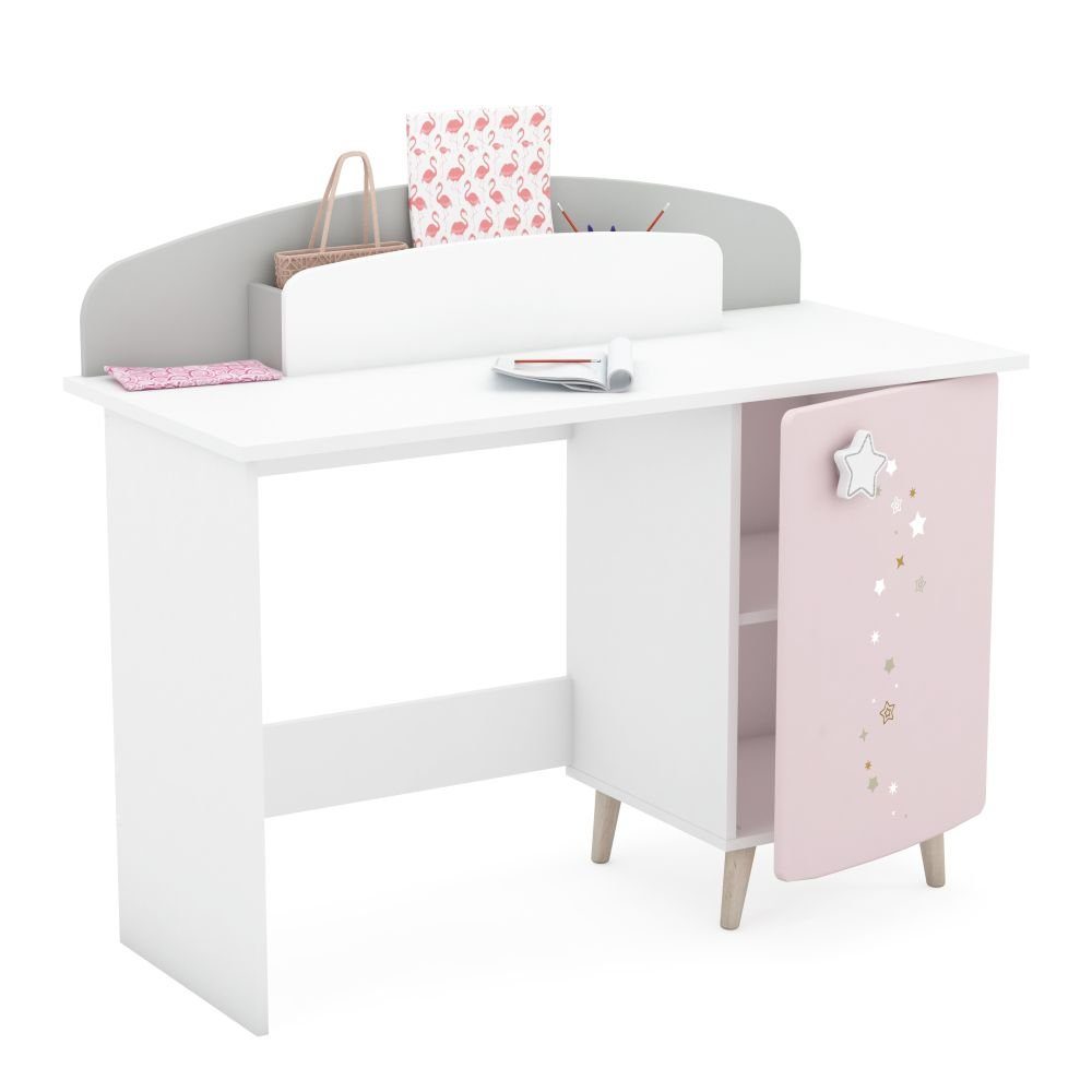 Kindermöbel 24 Schlafzimmer-Set Kinderzimmer Mädchen Sternschnuppe 5-teilig rosa weiß grau