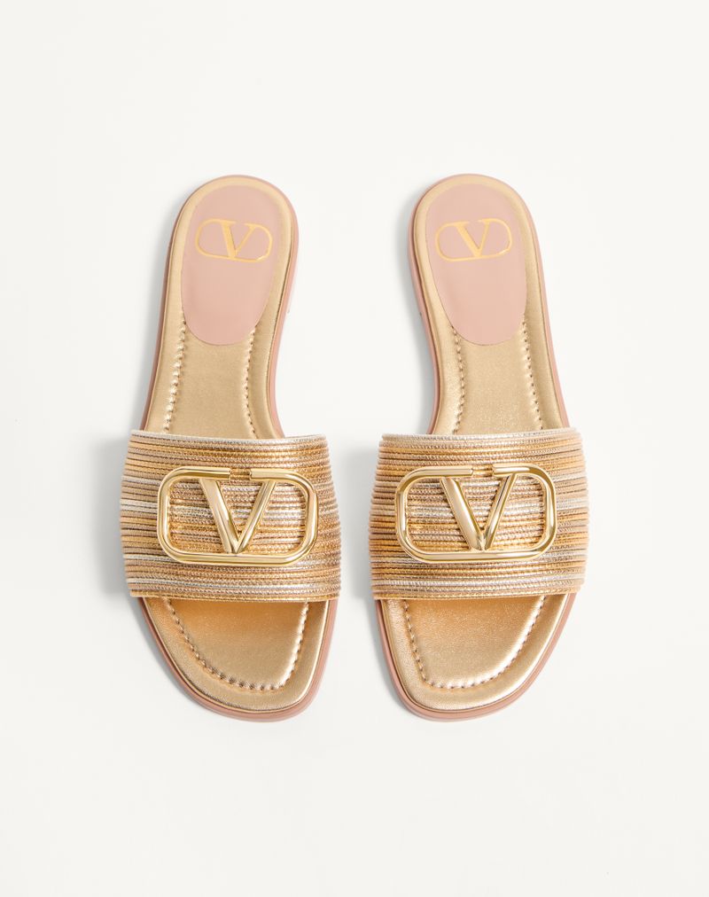 VLogo Signature Metallic Slidesandaler med Kantbroderi