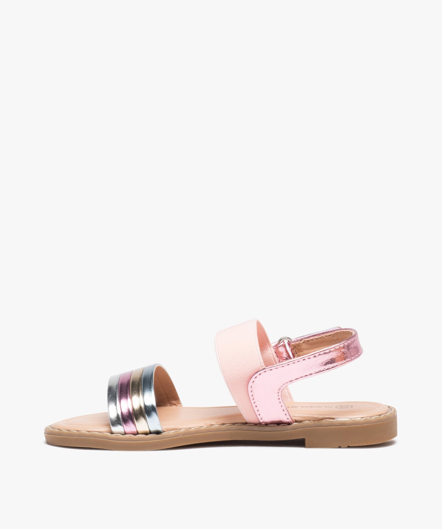 Sandales fille multicolore effet métallisé avec bande éla... rose | GEMO
