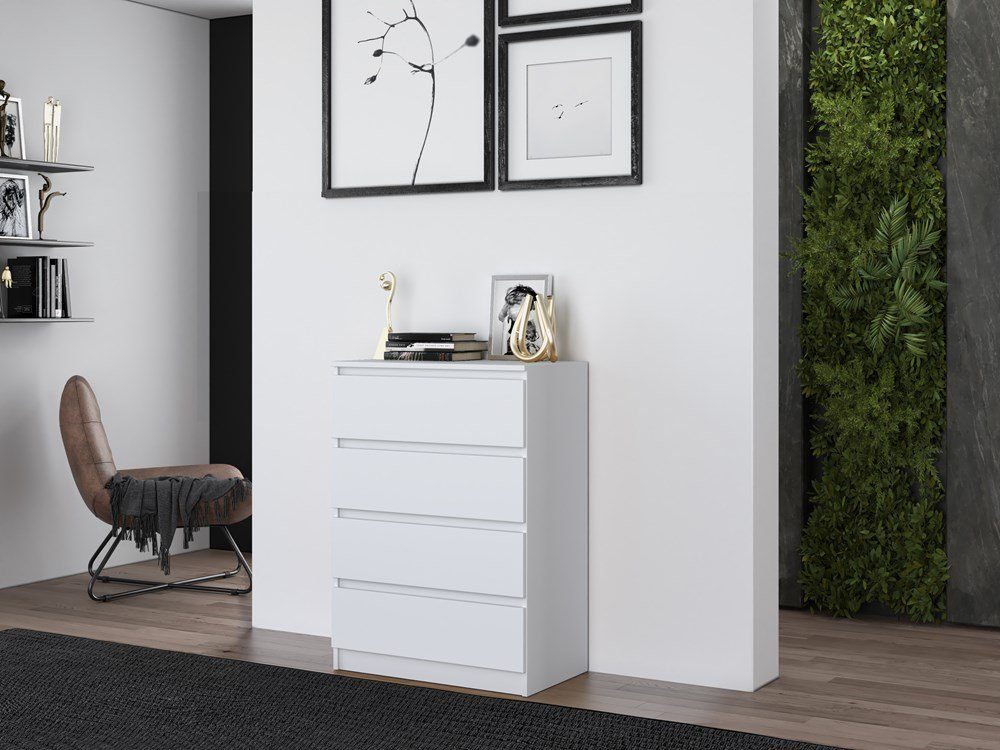 Home Collective Kommode weiß Schubladen, Schlafzimmer Flur kleiner Nachttisch, Schrank, mit drei Schubladen, Sideboard, Highboard, Breite 70 cm Höhe 75cm