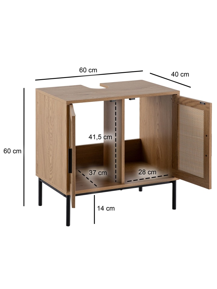 KADIMA DESIGN Waschbeckenunterschrank Eiche-Optik 60x60x40 cm mit Türen, günstig kaufen onesize