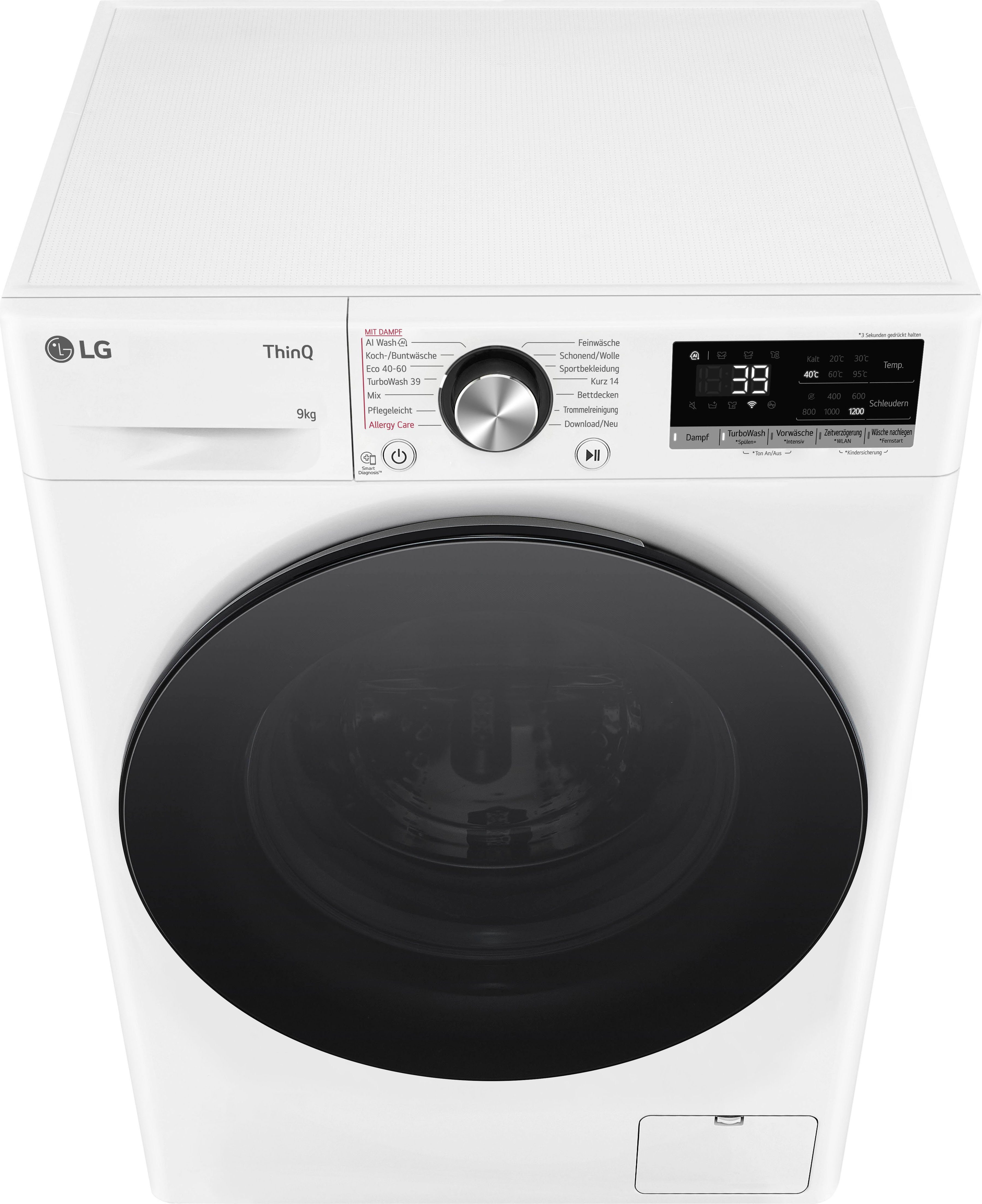 LG Waschmaschine F2V7SLIM9, 9 kg, 1200 U/min, Raumsparer: nur 53,5 cm tief