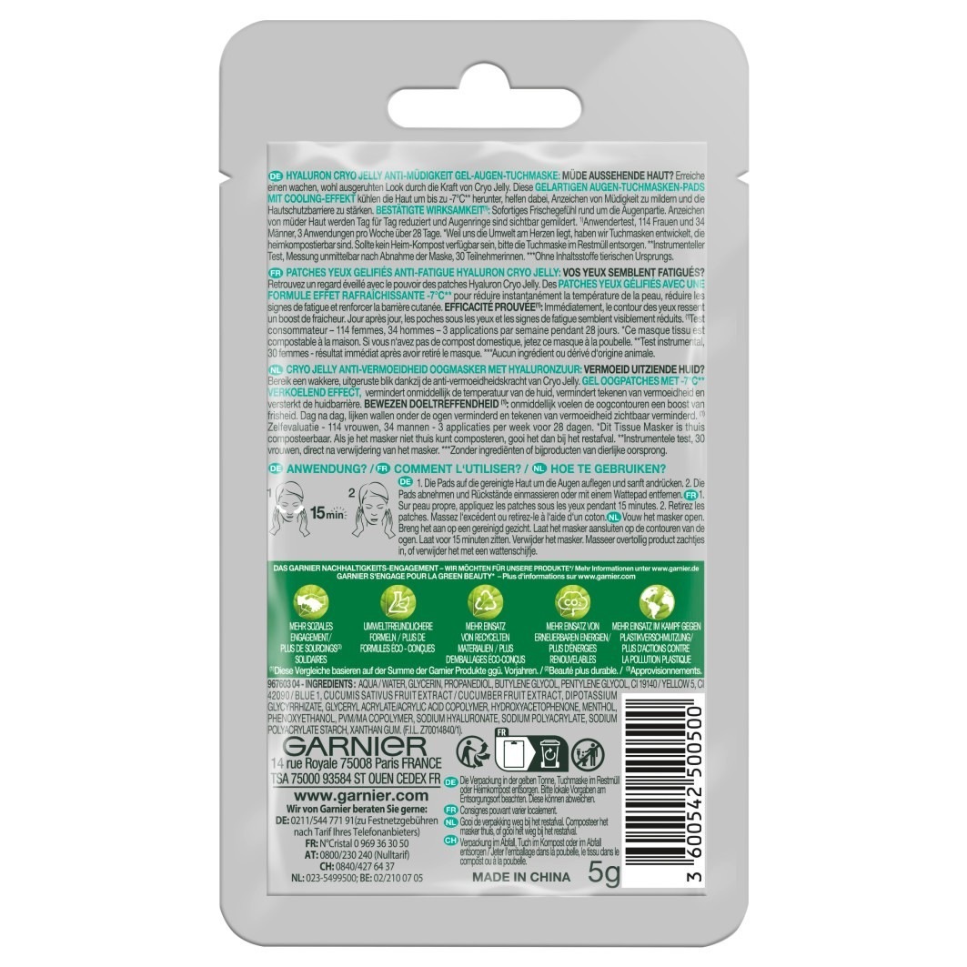 Hyaluron Cryo Jelly Anti-Müdigkeit Gel-Augen-Tuchmaske