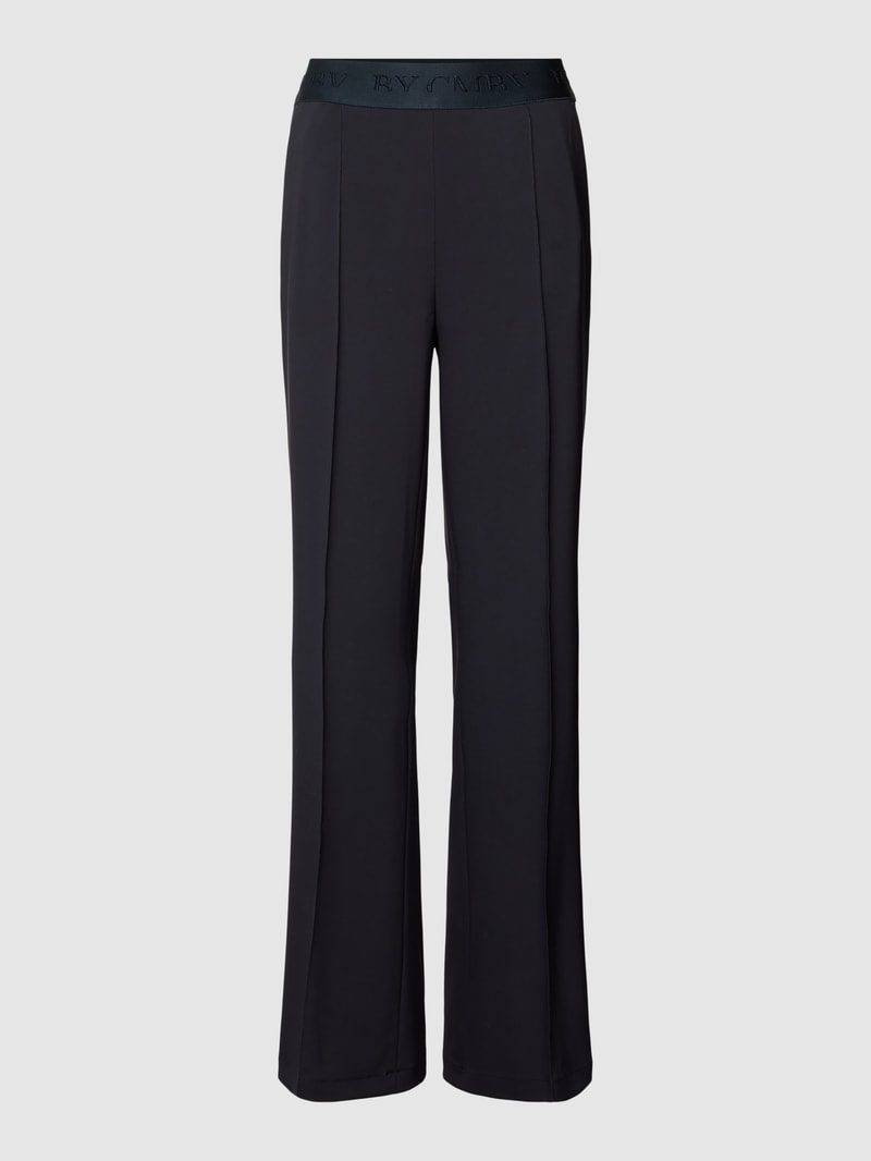 Flared Stoffhose mit elastischem Logo-Bund in marineblau