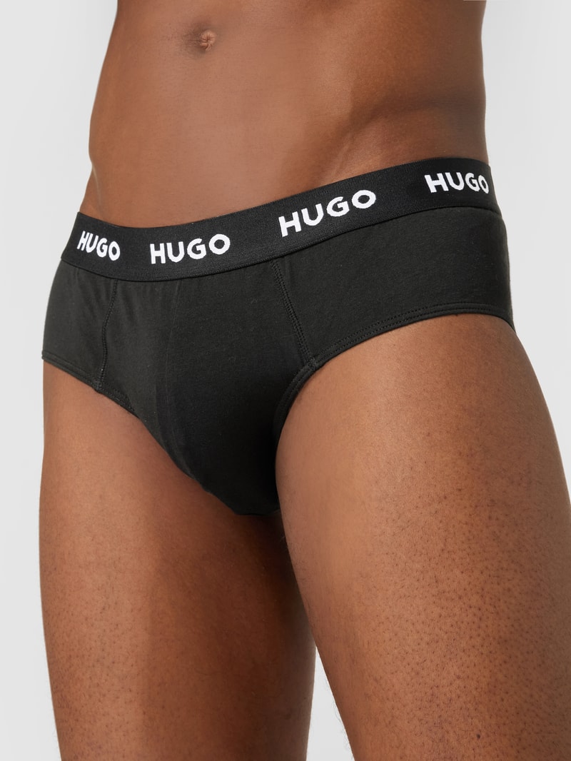 Slip mit Label-Schriftzug im 3er-Pack in schwarz