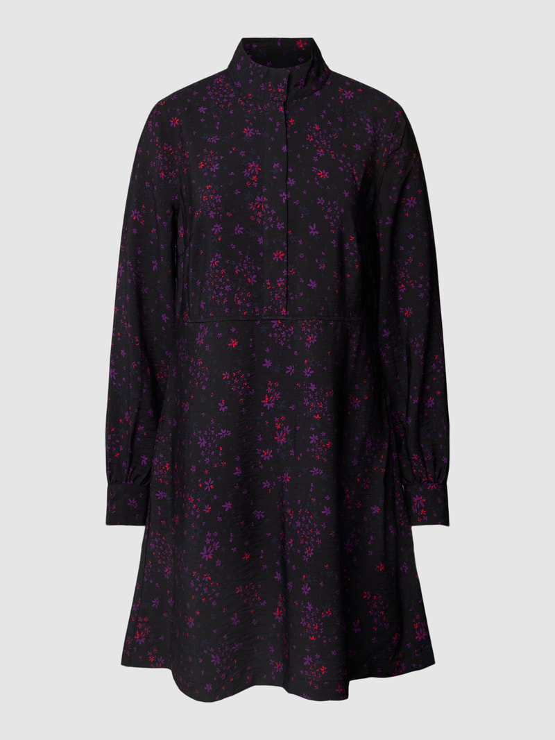 Minikleid mit floralem Allover-Muster in schwarz