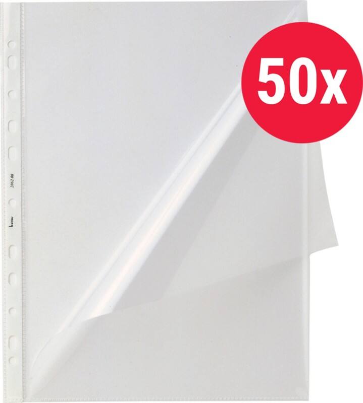 Bene Prospekthüllen DIN A4 Glasklar Glasklar, Transparent 140 Mikron PP (Polypropylen) Oben und links 11 Löcher 50 Stück