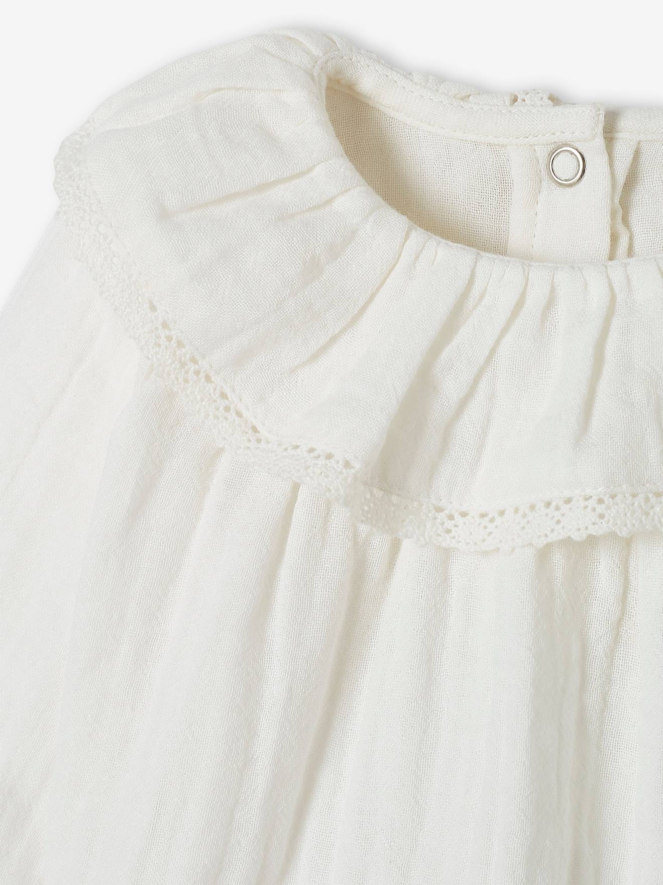 Vertbaudet Mädchen Baby Bluse mit Volantkragen - wollweiß