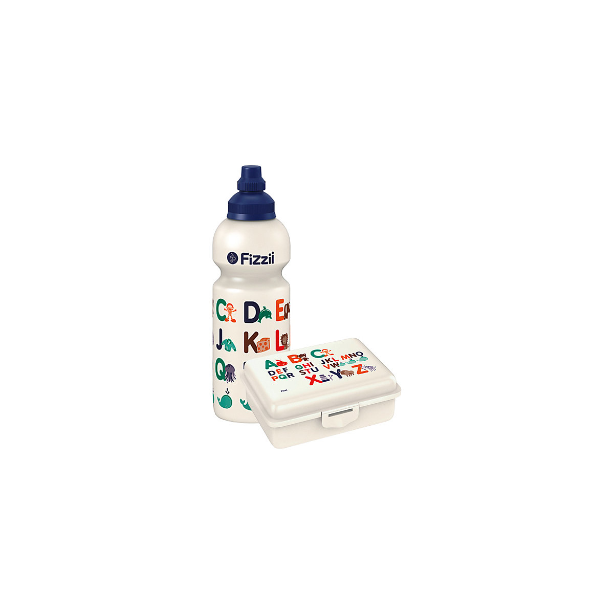 Pausenset, Trinkflasche & Brotdose ABC, 600 ml, inkl. Ersatzverschluss