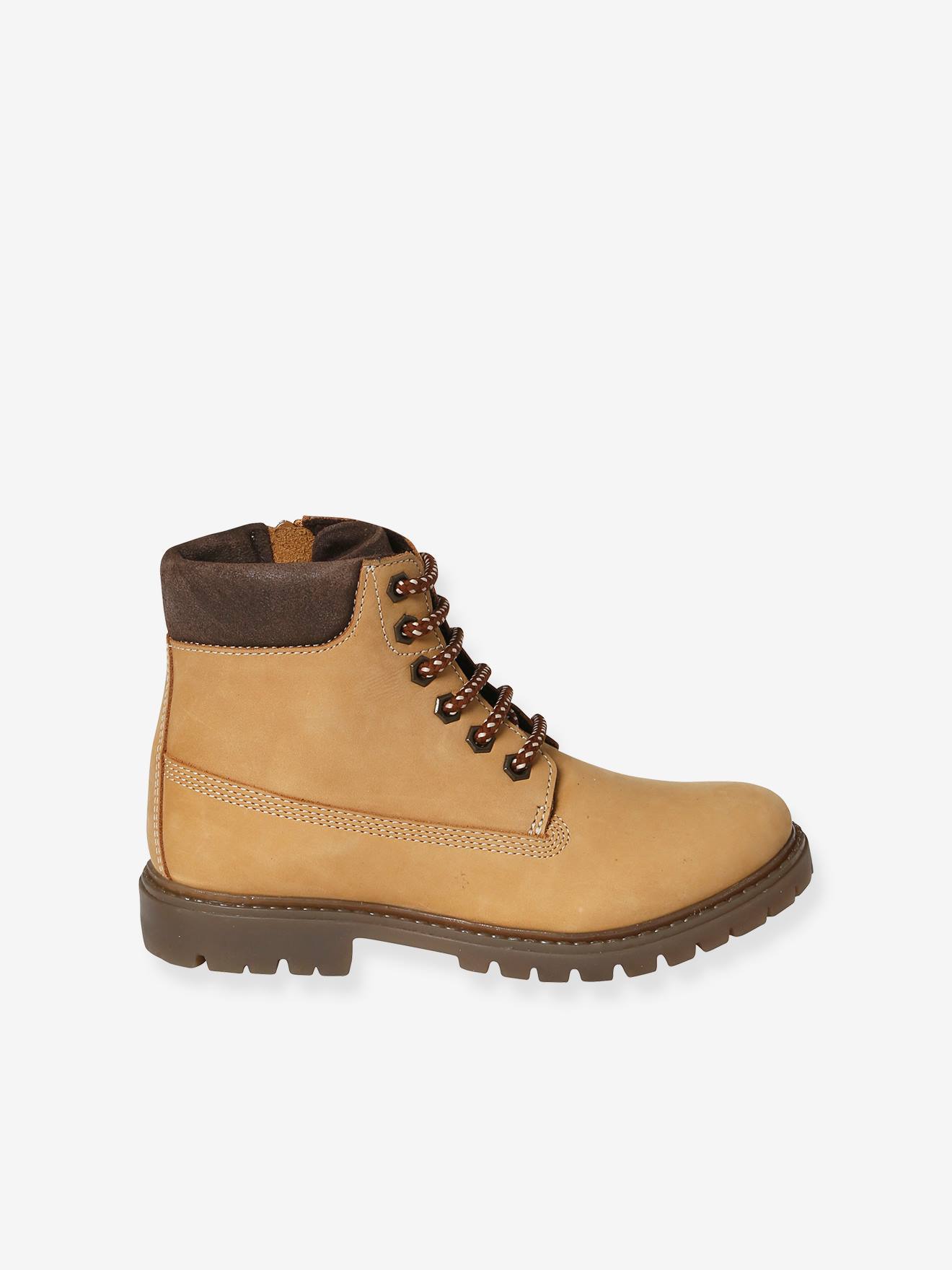 Vertbaudet Kinder Schnürboots mit Profilsohle - camel