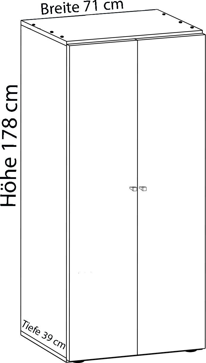 VCM Kleiderschrank Kleiderschrank Jugendschrank Vandol Drehtüren (1-St)