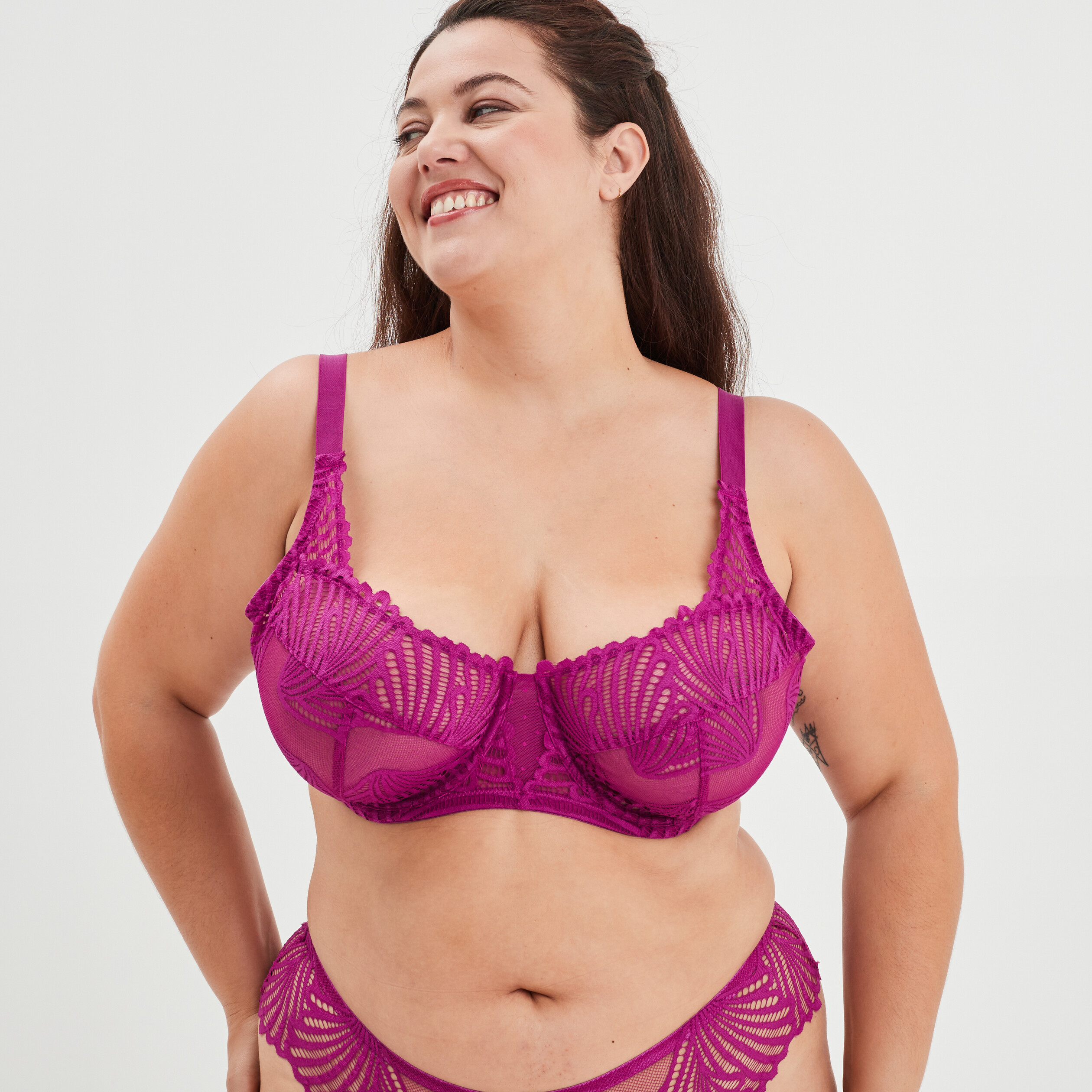 Soutien-gorge corbeille dentelle Ingrid violet femme grande taille | La Halle