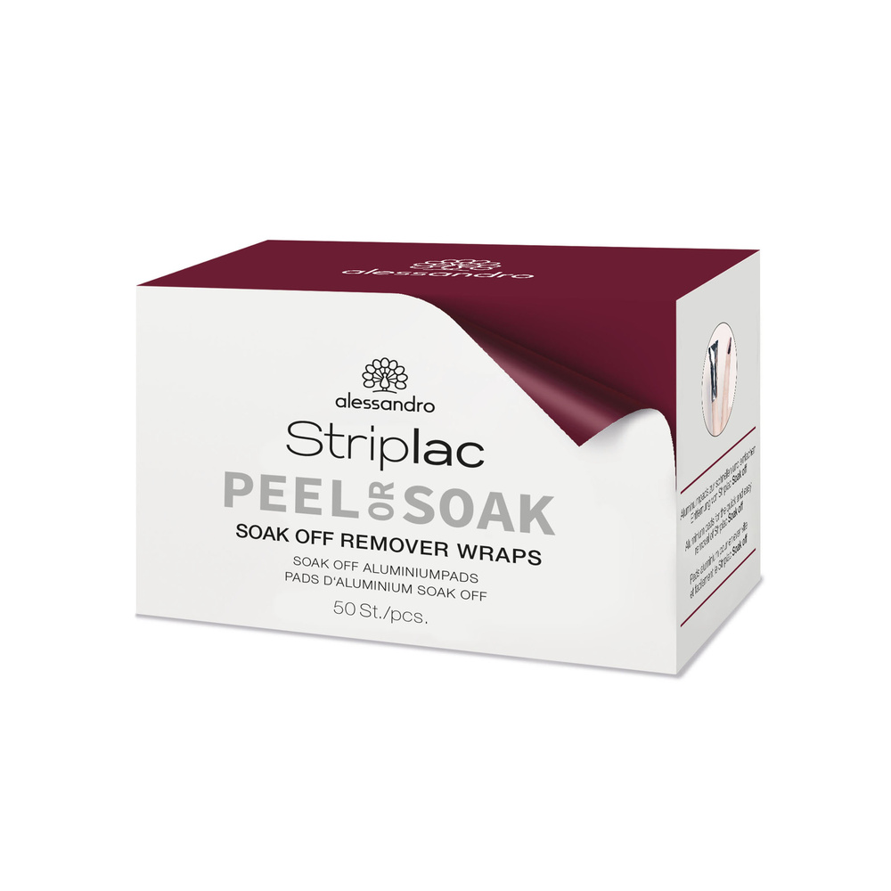 alessandro Striplac Peel or Soak wraps pour le retrait du vernis Striplac Soak x50 Papillotes pour le retrait en version Soak Off du Vernis semi-permanent