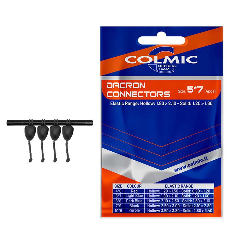 Dacron-kopplingar för COLMIC EXTRA LARGE 7X9MM SVART resårband (X4)
