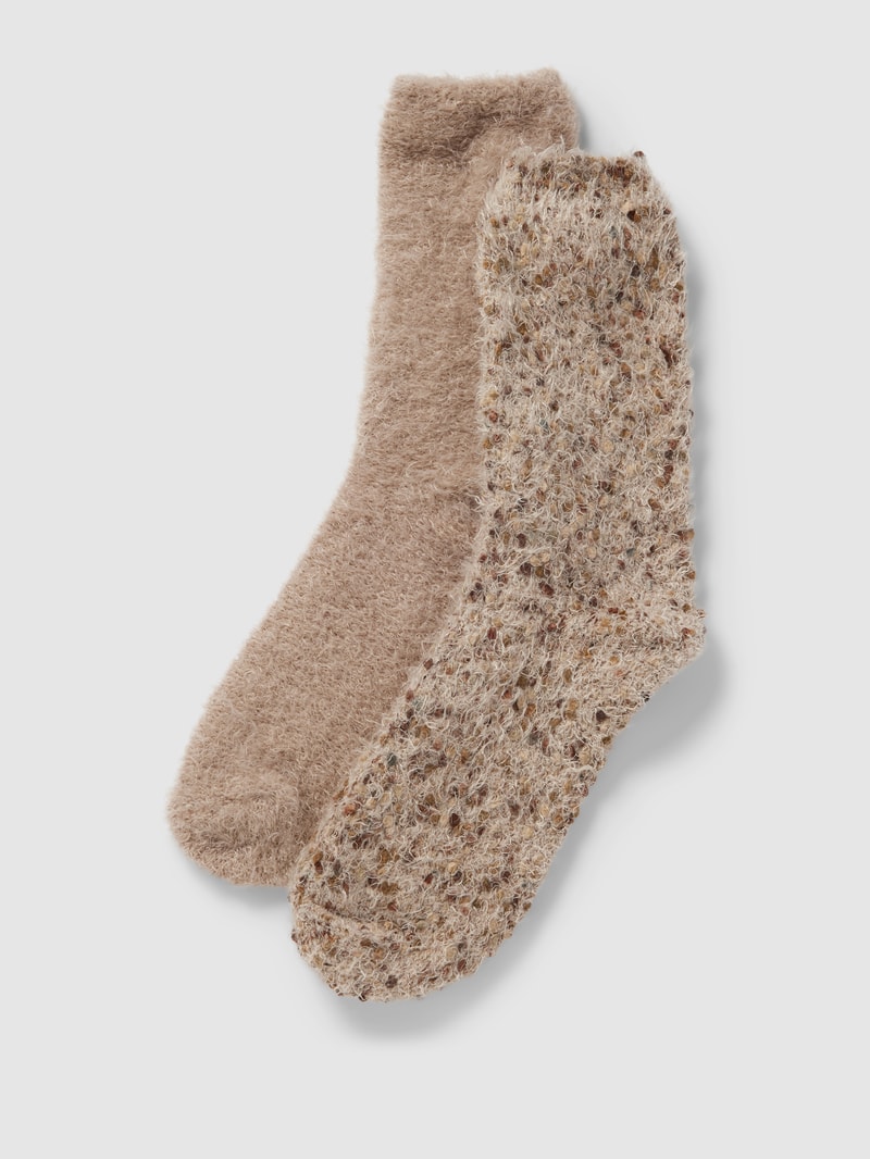 Socken in Melange-Optik im 2er-Pack in taupe