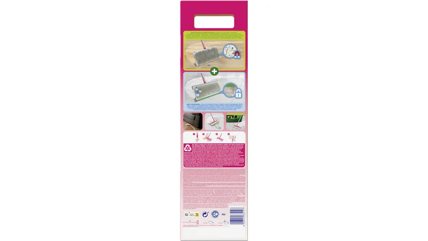 Swiffer Bodenstab Starterset + 8 Trockentücher + 3 Wet Wischtücher Pink