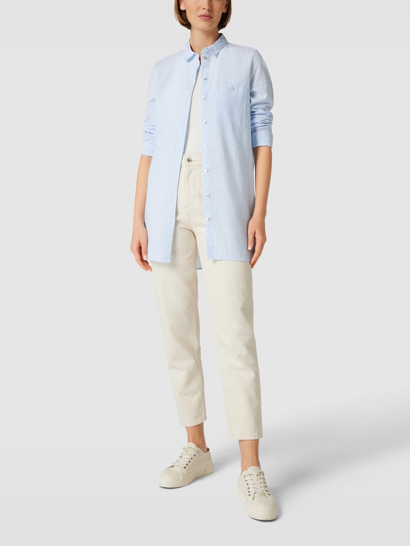 Longbluse mit Kentkragen in blau