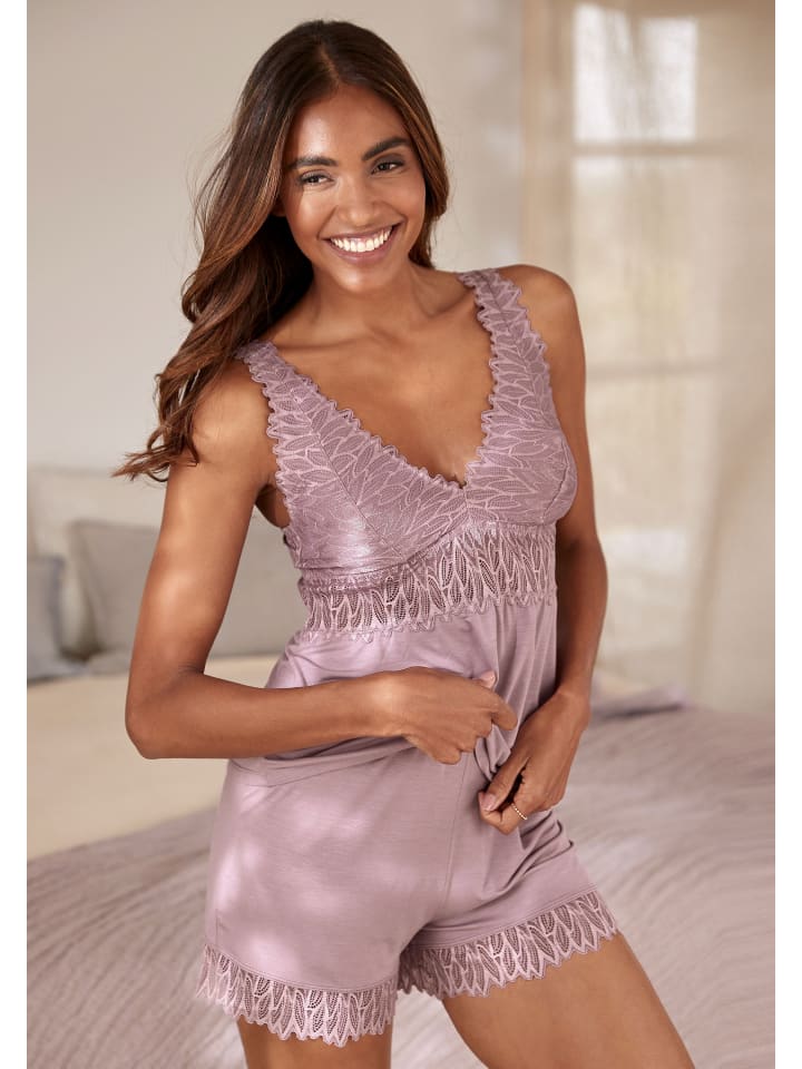 LASCANA Schlafshorts in mauve günstig kaufen