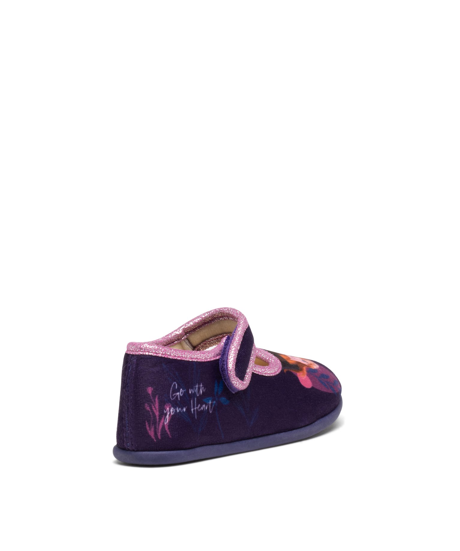 Chaussons fille ballerines à scratch et en velours La Reine... violet | GEMO