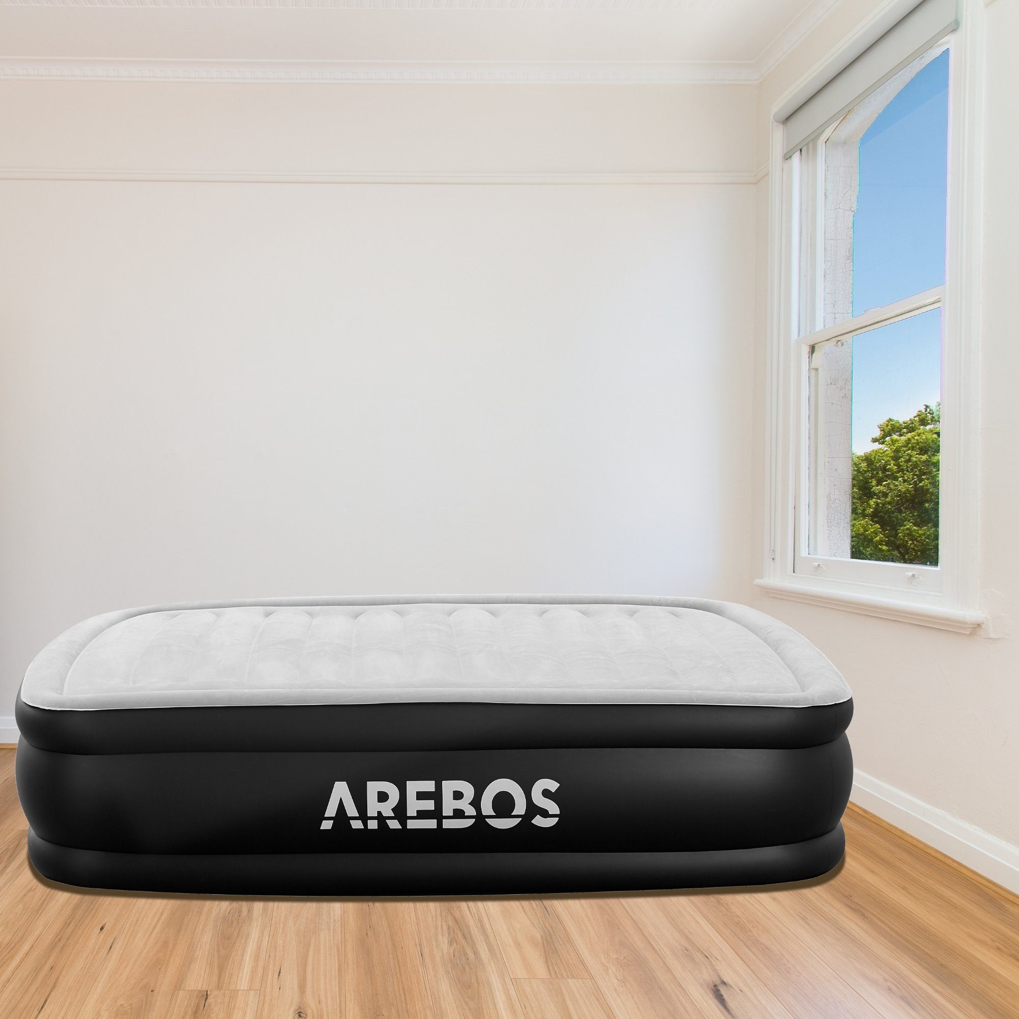 Arebos Luftbett Luftmatratze Aufblasbare Matratze Selbstaufblasend mit Pumpe, (Stück, Grau / Anthrazit Doppel)