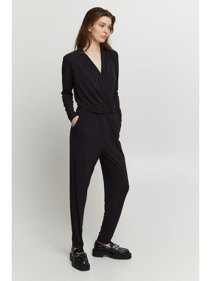 ICHI Jumpsuit IHLIMA JU - 20102796  Langer Jumpsuit mit V-Ausschnitt in schwarz günstig kaufen