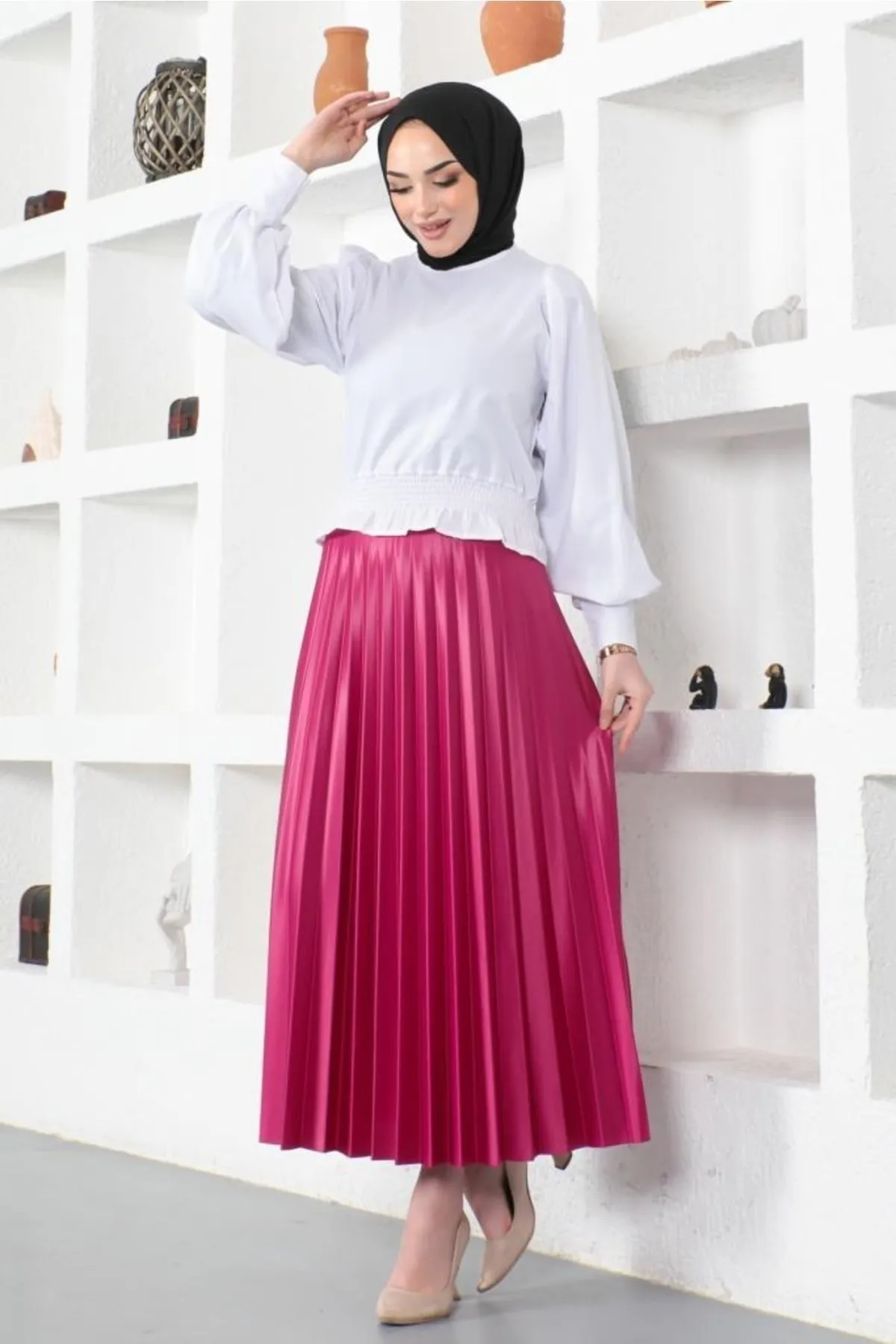 benguen  4538 Hijab-Faltenrock Fuchsia