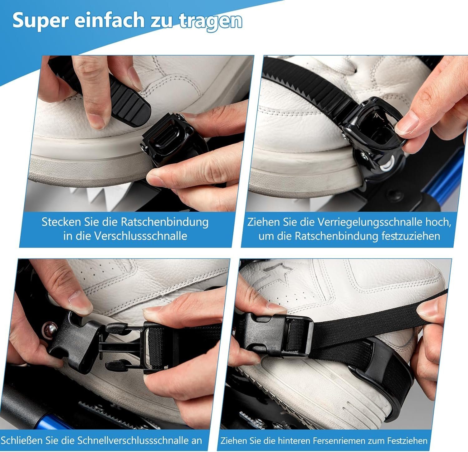 KOMFOTTEU Schneeschuhe 53/63/76cm (Set), mit Tragetasche & verstellbaren Wanderstöcken