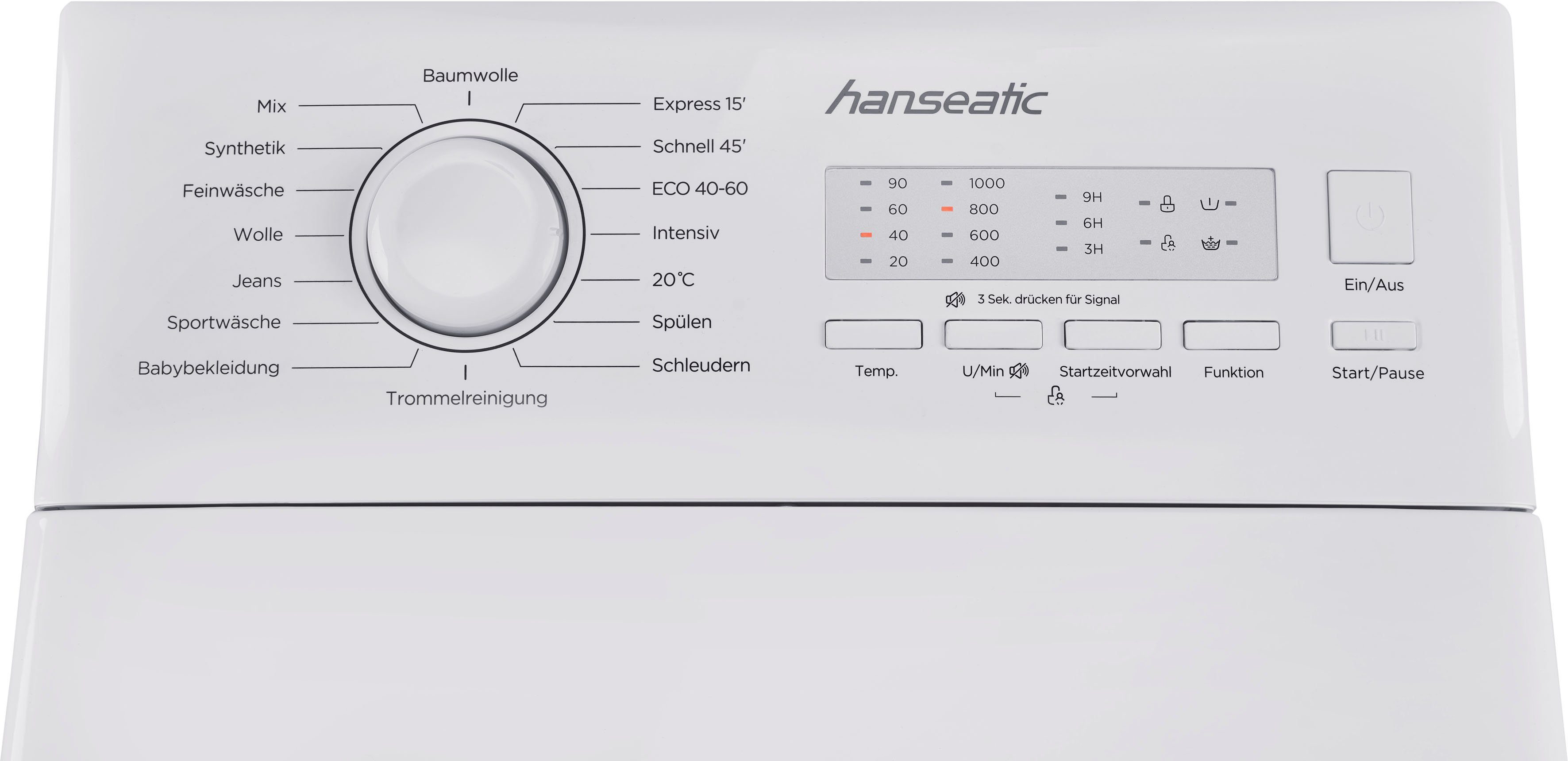 Hanseatic Waschmaschine Toplader HTW510D, 5 kg, 1000 U/min, Mengenautomatik, Überlaufschutzsystem