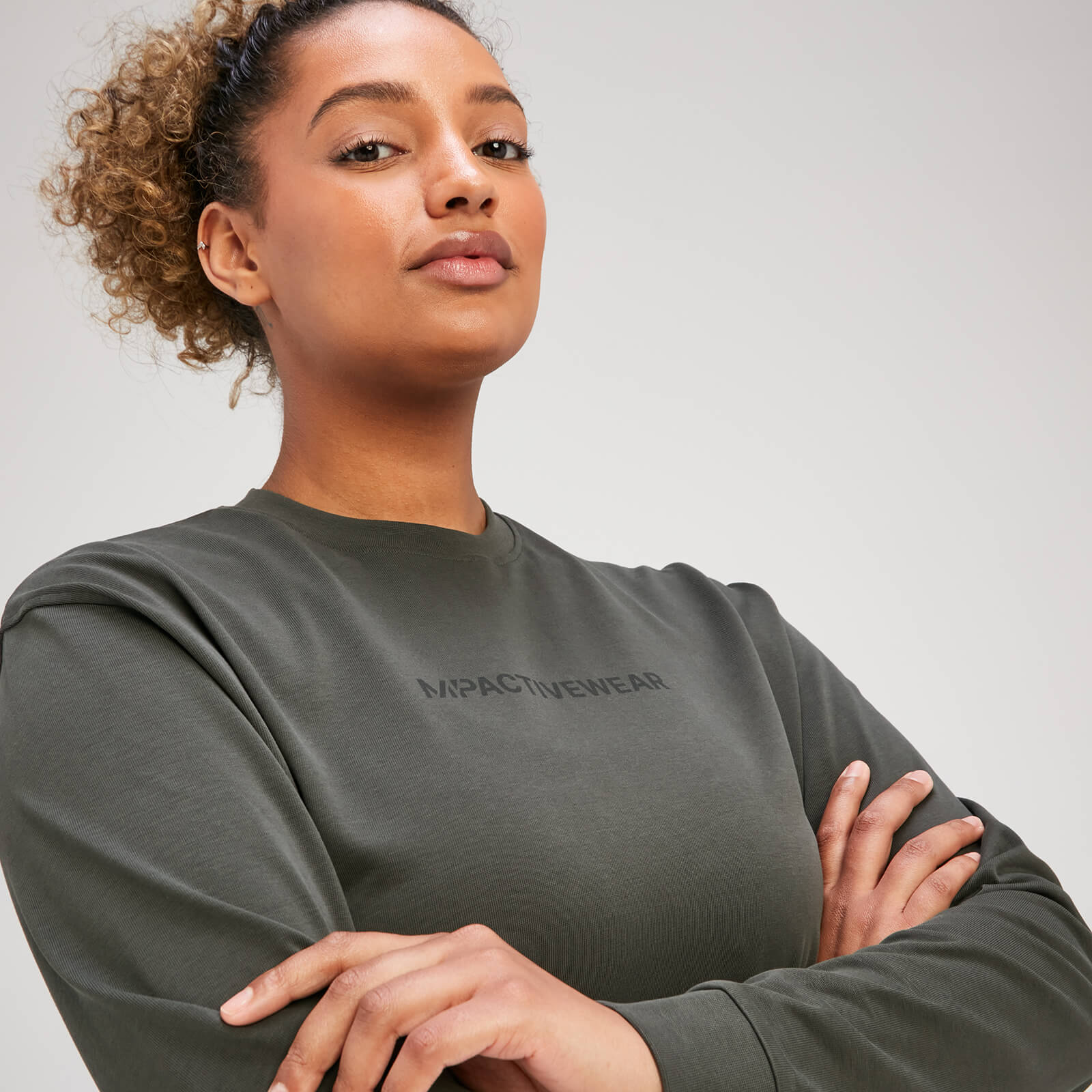 T-shirt oversize à manches longues MP Rest Day pour femmes – Vert taupe