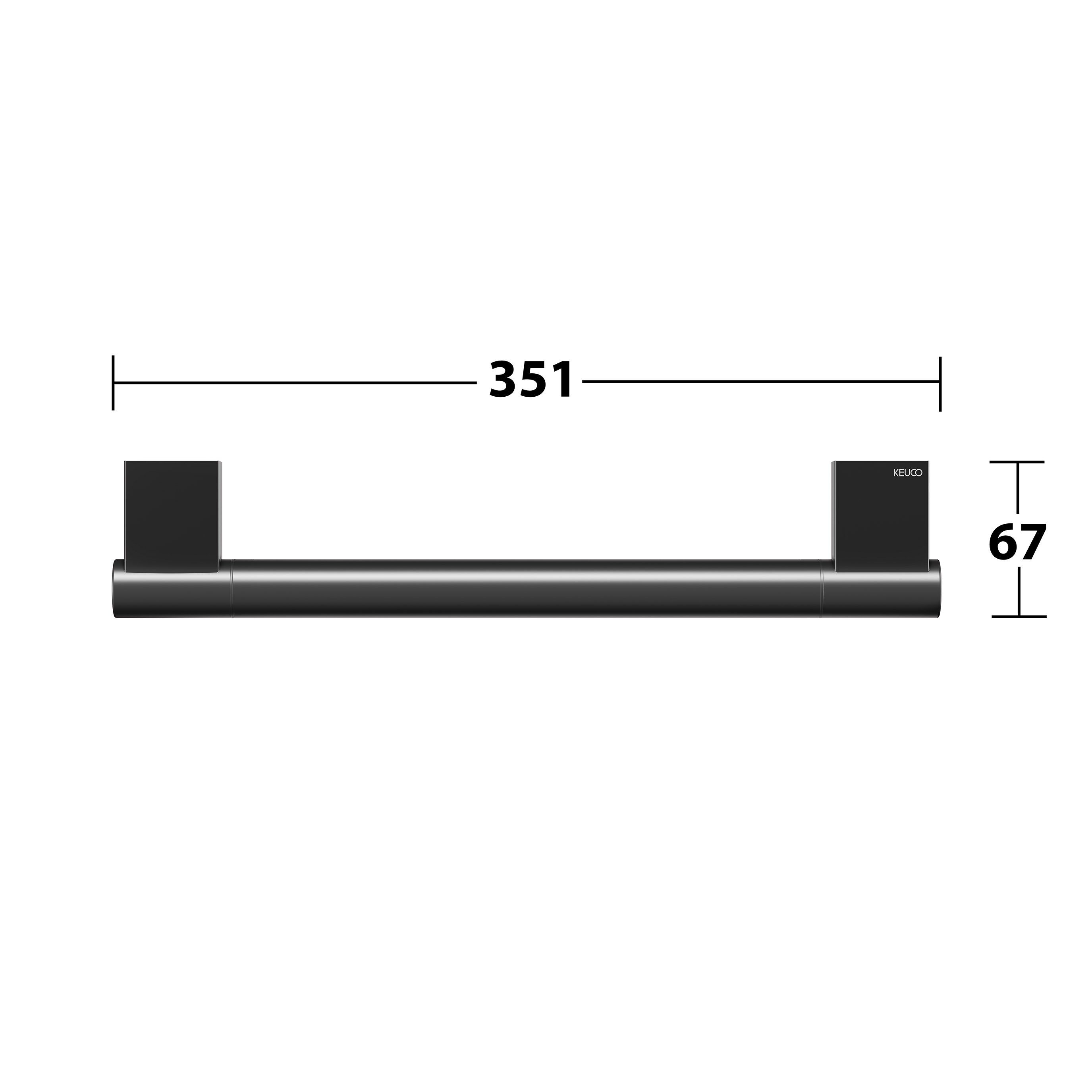 Keuco Badewannengriff Plan, schwarz matt pulverbeschichtet, 35,1 cm, Belastbarkeit 115 kg