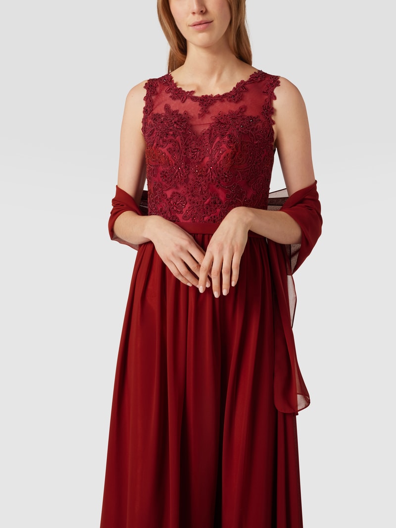 Abendkleid mit Pailletten in bordeaux rot