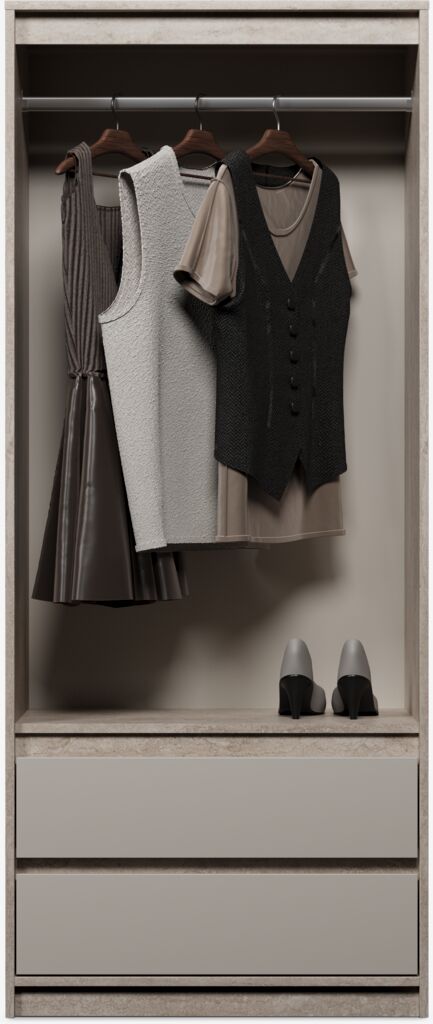 BILLUND Szafka BILLUND 80x193 2 drzwi 2 szuflady trawertyn/beż