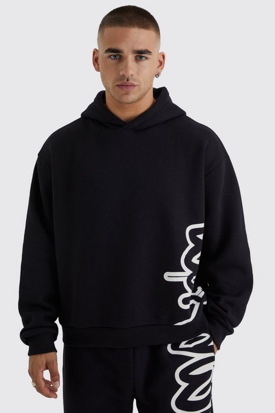 Kastiger Oversize Hoodie mit Graffiti-Print