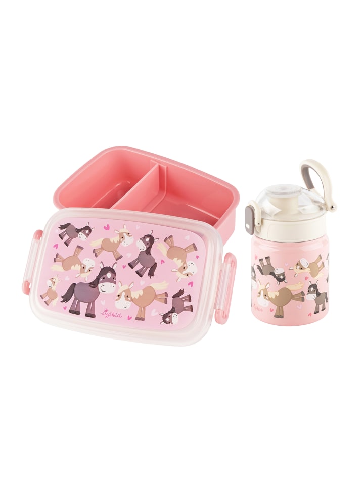 Sigikid Kindergarten-Set Trinkflasche & Brotdose in Rosa Pony günstig kaufen onesize