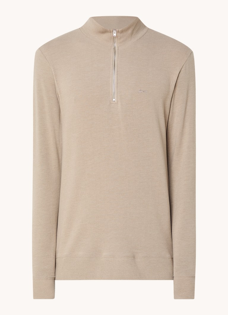 Denham Roger fine-knit sweater with half zip and logo
