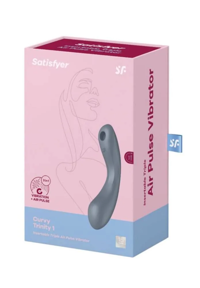 „Satisfyer Curvy Trinity“ masažuoklis mėlynai pilkas