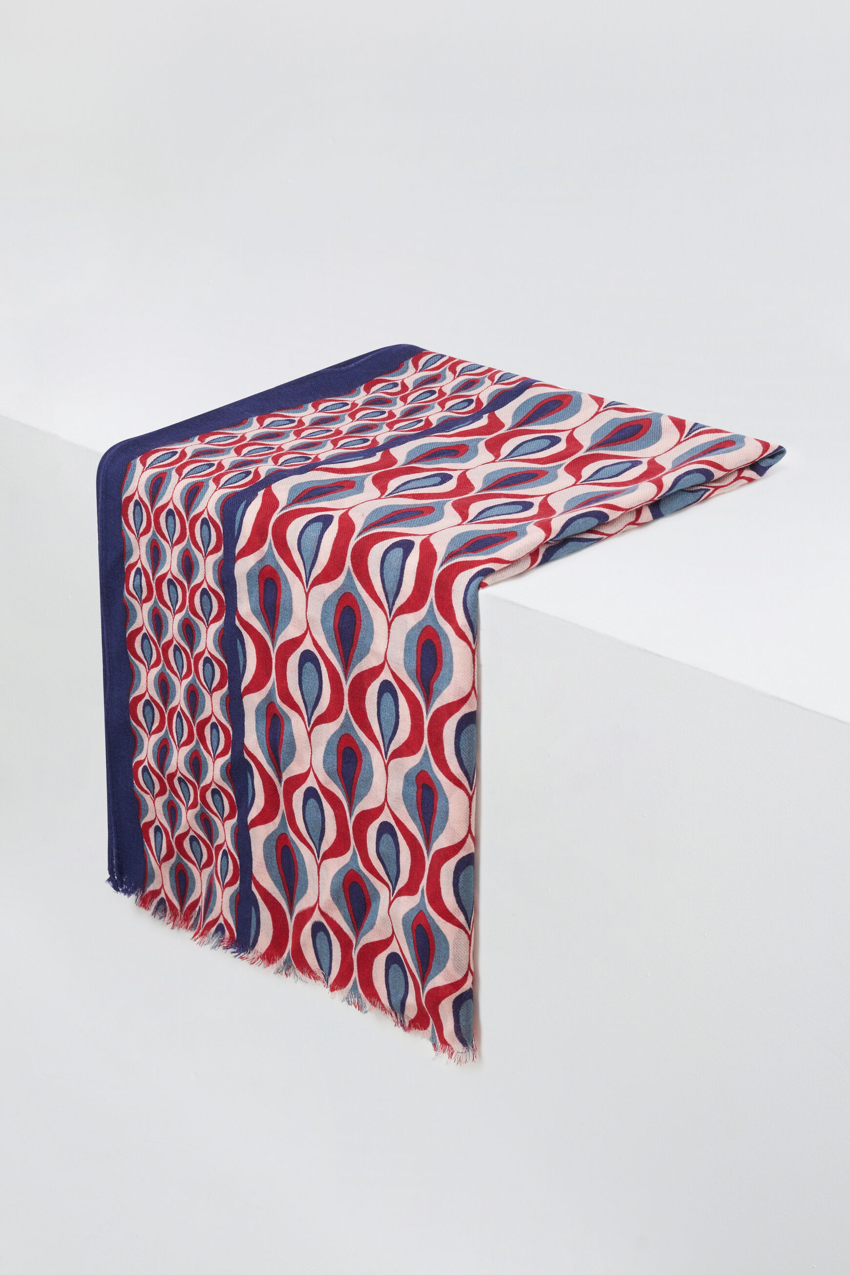 foulard retro 100% laine rouge femme